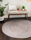 Unique Loom Braided Jute Collection Area Rug - Dhaka (3' 3" Round, Gray)