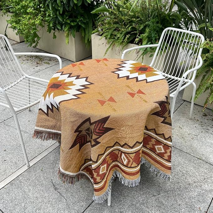 Hopstar Aztec Throw Blanket Navajo Indian Blankets and Throws Boho Western Decor Couch Cover Blanket for Bed Sofa Living Room Beach Travel 51"x63"(Sucre Coffee)
