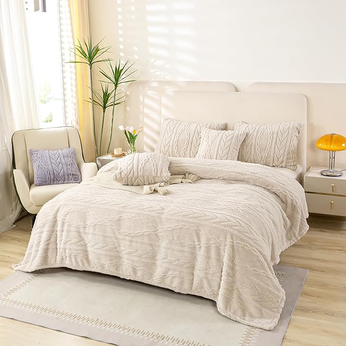 YUSOKI Queen Size Blanket Single Layer,Weight(4.4lb),370GMS-3D Stylish Design for Gift Home Decor (Linen,90"x90")