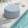 Indoor/Outdoor Inflatable Ottoman, All Weather Ottoman Pouf D31 x H14 inch, Round Foot Rest Ottomans, Portable Footstool for Patio, Garden, Porch, Home, Pebble Blue
