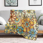 Boho Floral Throw Blanket Vintage Colorful Flowers Bohemian Print Mandala Blanket for Sofa Bed Couch Chair Or Dorm 70"x80"