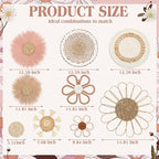 Chunful 9 Pcs Boho Nursery Wall Decor Daisy Flower Woven Macrame Seagrass Rattan Basket Wall Hanging Bohemian Decorations Gifts for Home Dorm Art Farmhouse Bedrooms Living Room(Pink Brown)