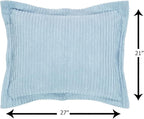 Better Trends Chenille Bedspreads Full/Double Size, Blue 100% Cotton Chenille Stripe Design Tufted Bedding Coverlet Soft Lightweight, 96"x110" with 2 Sham, 3 Pieces Set Jullian Collection