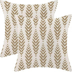 BETGINY Tan Khaki Boho Pillow Covers 20 x 20 Inch Pack of 2, Bohemian Ethnic Herringbone Pattern Decorative Throw Pillow Covers Linen Modern Geometry Farmhouse Outdoor Pillowcase for Sofa Couch Decor