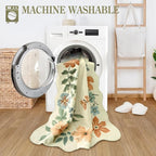 Lahome Floral Machine Washable Rug, 3x5 Rug Non Slip Soft Bedroom Rugs for Entryway Dorm, Ultra-Thin Boho Rugs for Living Room Stain Resistan Throw Carpet for Nursery Entrance Flore, Beige