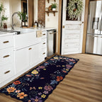 Lahome Floral Kitchen Runner, 2X6 Washable Runner Rug Non-Slip, Ultra-Thin Soft Hallway Rug Stain Resistant Boho Low-Pile Carpet for ‎Laundry Bathroom Bedroom Flore (2x6ft,Purple)