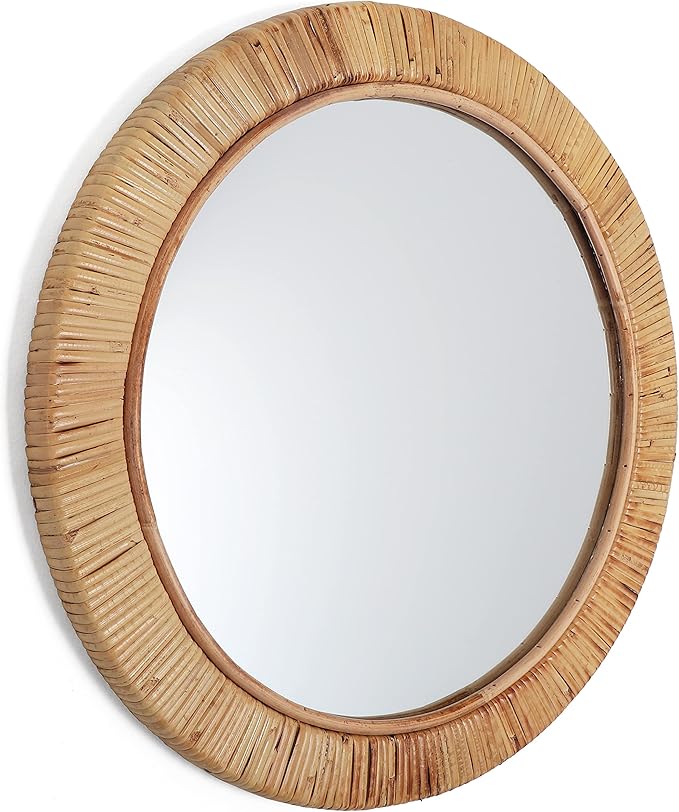 Rutledge & King Wall Mirror Rattan Mirror - Mirror Wall Decor - Wall Mirrors Decorative - Rattan Decor Boho Mirror - Circle Mirrors for Wall - Entryway Mirror (1, Seaside - Medium)