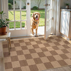 Lahome Colette Checkered Easy Jute Entryway Rug, Washable Rugs 3x5 for Living Room Farmhouse Carpet, Non Slip Indoor Outdoor Door Mat Checkerboard Throw Carpet for Entry Patio Guestroom Deck
