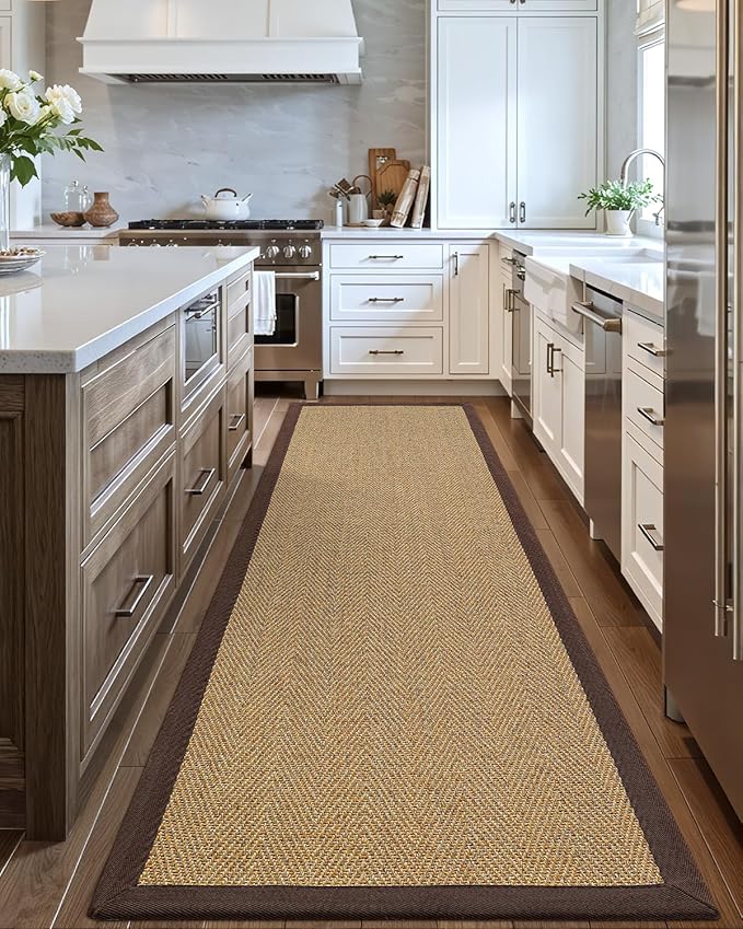 LUMI 3x7 Sisal Runner Rug Non Slip for Hallway, Natural Rustic Carpet No Shedding, Farmhouse Braided Area Mat Indoor High Traffic for Living Room, Entryway, Kitchen, Laundry