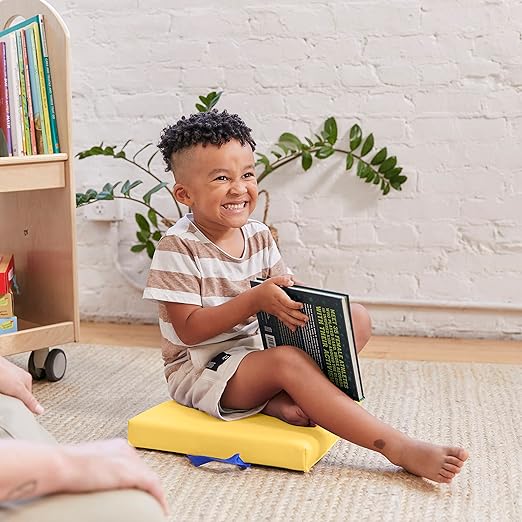 ECR4Kids SoftZone Square Floor Cushions with Handle, Flexible Seating, Yellow, 6-Piece