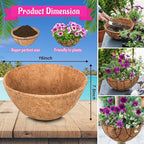Riare 2 Pack 16 Inch Round Coco Liners Replacement, 100% Natural Coconut Coir Liners for Hanging Baskets, Garden Flower Vegetables Planter Pot, Window Box, Fence, Decks