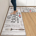 Arttown Farmhouse Anti-Fatigue Kitchen Rug Set of 2 Heart Home Brown Grey Vintage Cushioned Floor Standing Mat Waterproof Non-Slip Kitchen Mat and PVC Ergonomic Comfort Foam Rug