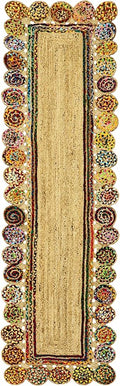 Rectangular Area Rug - 2x3 Feet Multicolor Cape Code Chindi Cotton Jute Rug Geometric Kilim Rug Indoor Outdoor Use Carpet Flatweave Rugs for Bedroom Dining Room Living Room
