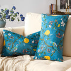 MUSSEL Stone Blue Floral Pillow Covers 12x20 Set of 2, Velvet Wild Flower Plant Throw Pillows Case, Square Farmhouse Decor Cushion Covers for Home Sofa Bed Couch