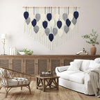 Weldomcor Large Macrame Wall Hanging Leaf Boho Woven Tapestry, Bohemian Chic Wall Hanging Feather Handmade Wall Art Home Decor for Bedroom Living Room Apartment Nursery Office Decoration 51.5"Wx33.5"L