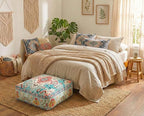 Large Floor Pillow Cover Square Meditatioמ Square Cushion Case Boho Room Décor Moroccan Seating Area Pouf Perfect for Living Room, Bedroom, Nursary or Children Room Cotton 24x8 Unstuffed