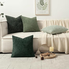 MIULEE Pack of 4 Couch Throw Pillow Covers 16x16 Inch Green Soft Decorative Chenille Pillow Covers Farmhouse Accent Cushion Covers for Boho Spring Home Decor Sofa Bedroom Living Room