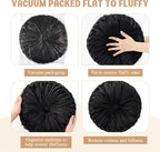 Round Throw Pillows Decorative Pleated Throw Pillows 15'' Diameter Accent Pumpkin Boho Chair Cushion for Couch Sofa Home Decoration(Black,1 Pcs)