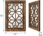 Set of 2 11x15 Inch Rectangular Shatterproof Redbrown Decorative Wall Mirrors, Boho Farmhouse Rustic Vintage Accent Mirrors for Living Room Bedroom Entryway & Home Decor
