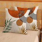 Boho Pillow Covers 20x20 Set of 2 Green Gold Orange Throw Pillows Tropical Leaves Sunset Modern Mid Century Decorative Pillowcase Outdoor Bohemian Linen Cushion Case for Couch Sofa Bed Decor