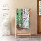 Boho Throw Blanket for Bed 100% Cotton Soft Breathable Quilt Room Decor Spring Bed Blankets,Floral Garden Embroidery All Season Green Reversible Blankets for Sofa Couch Chair 90"x98"