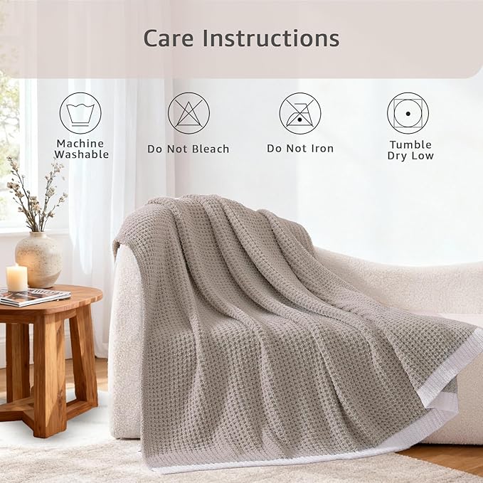 WRENSONGE Pineapple Stitch Throw Blanket, Sand Soft Cozy Fluffy Warm Hand Made Throw Blankets for Couch, Sofa, Chair, Bed, Camping, Picnic, Travel Lightweight Bed Blanket - 50"*60"