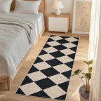 GarveeHome Easy Jute Rugs 2x8 Checkered Kitchen Runner Rugs Non Skid Washable Stain Resistant Indoor Outdoor Rugs for Living Room, Bedroom, Dining, Patio - Farmhouse Style Black