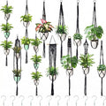 SATINIOR 12 Pcs Macrame Plant Hangers Handmade Boho Hanging Planters 12 Different Tiered Designs with 12 Hooks for Flower Pots Indoor Outdoor Decorative Wall Hanging Baskets for Home (Classic,Black)