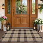 Buffalo Plaid Front Door Mat Outside Entrance, 2'3" x 3'7" (27.5" x 43") Outdoor Layering Rug, Doormat for Front Door, Washable Rugs for Entryway, Kitchen, Non Slip Nature Checkered Jute Porch Decor