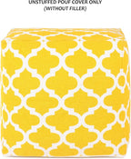 REDEARTH · UNSTUFFED Pouf Ottoman Cover Textured Storage Cube Boho Bean Bag Footrest Stool for Living Room, Bedroom,Nursery, Farmhouse, Kidsroom, Patio, Gym; 100% Cotton (18X18X18; Mustard)