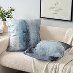 COLORPAPA Blue Throw Pillow Covers 18x18 Set of 4 Decorative Cushion Cover Grey Abstract Art Painting Pillowcase for Sofa Bedroom Living Room Décor