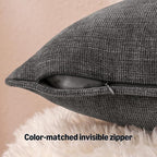 Amazon Basics Faux Linen Throw Pillow Covers with Hidden Zipper Closure, 20 × 20in, Dark Gray, Pack of 2