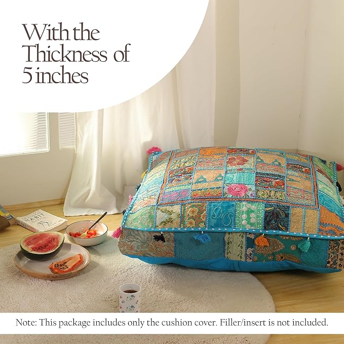 THE ART BOX 35" X 35" Large Boxed Shaped Premium Hypoallergenic Square Stuffer Best for Meditation Floor Pillow Cover, Mandala Ottoman Cushion, Dog Beds, Lounger, Pet Beds