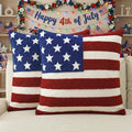 AVOIN colorlife 4th of July Patriotic Striped Star Flag Embroidered Throw Pillow Covers, 18 x 18 Inch Independence Day Decor Tufted Patterned Linen Cushion Case for Sofa Couch Set of 2