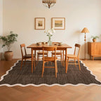 GarveeHome Scalloped Washable Area Rug 8 x 10 Rug for Living Room Modern Brown Rug Non Slip Throw Rugs Distressed Large Bedroom Area Rug Stain Resistant Carpet for Dining Room Nursery 8'x10' Brown