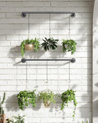 Plant Haning Rod, 2 Pack Hanging Planters for Indoor Plants with 3 Chains, Wall Plant Hanging Bar for Window Celling, 38.2 Inch, Metal Black, Pots Not Included