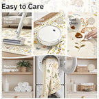 Cat 5x7 Area Rugs for Living Room, Machine Washable Animal Floral Vintage Rug Non-Slip Low Pile Soft Throw Rugs for Kitchen Dining Room Bedroom Nursery Playroom (5 x 7,Beige)