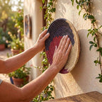 Grain Wares Boho 12 in Handwoven Date Palm Leaf Wall Basket Decor, The Swirl Pattern, Adhesive Strips Included, 1 Basket