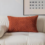Kevin Textile Fall 14x20 Inch Pillow Cover 1 Pack Boho Decorative Soft Striped Corduroy Lumbar Farmhouse Solid Color Accent Rectangle Cushion Case for Living Room Couch Sofa Bed, Burnt Brick