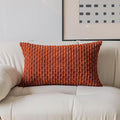 Kevin Textile Fall 16x24 Inch Pillow Cover 1 Pack Boho Decorative Soft Striped Corduroy Lumbar Farmhouse Solid Color Accent Rectangle Cushion Case for Living Room Couch Sofa Bed, Burnt Brick