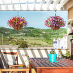 Homsunny Artificial Fake Hanging Flowers Plants Basket for Outdoor Spring Decoration, Faux Silk Daisy Outside Indoor UV Resistant Look Real Yard Patio Front Porch Garden Balcony Home Decor(Mix3)