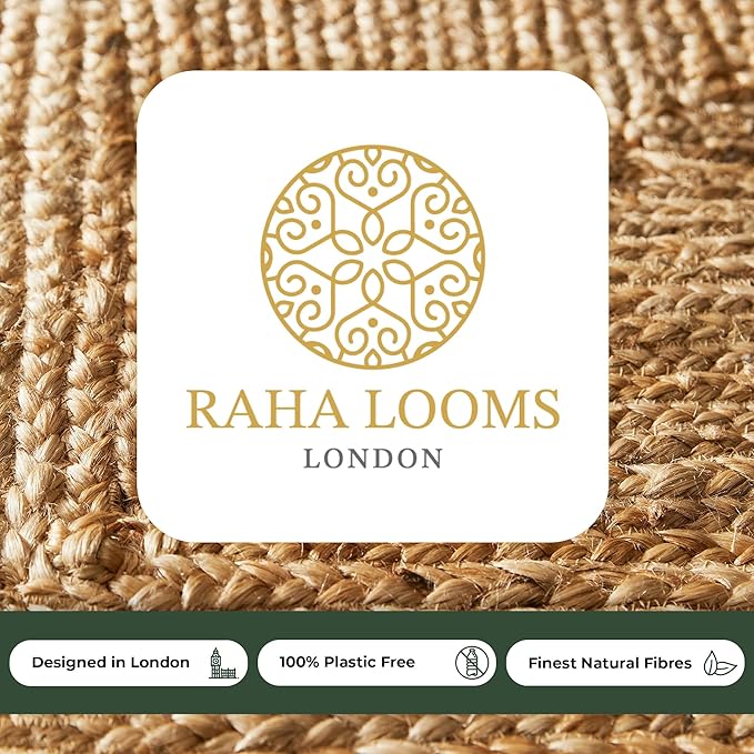 Area Rug 4x6 Braided Jute Floor Mat – Reversible Natural Fiber Accent for Dining Room, Office, or Farmhouse | 48x72 Boho Area Carpet