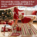 Lahome Christmas Outdoor Rug, 3x5 Christmas Decorations for Porch Entryway Front Door, Striped Plaid Decor Non Slip Non Shedding Red and Green Carpet for Foyer Patio