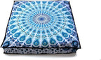 INDIAN CRAFT CASTLE 24" Green Peacock Mandala Barmeri Large Floor Pillow Cover Cushion Meditation Seating Ottoman Throw Cover Hippie Decorative Zipped Bohemian Pouf Ottoman Pom Pom Cases 24" Square