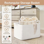Goodpick 85L Large Woven Blanket Basket 23.6" x 15.7" x 13.8" Cotton Rope Storage Baskets for Organizing, Soft Dirty Clothes Basket for Bedroom Bathroom, Toy Baskets Storage Kids, White