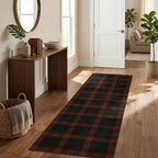 2x6 Front Door Runner for Indoor Entryway - Retro Buffalo Plaid Front Door Mat Indoor Entrance, Non Slip Washable Rug for Kitchen, Bedroom, Washable Easy Jute Red and Black Fall & Holiday Decor