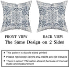 Navy Blue Grey Ethnic Boho Throw Pillow Covers 18x18 Inch Decorative Bohemian Carpet Pattern Vintage Gray Pillow Cases Rustic Cushion Covers Farmhouse Home Decor For Sofa Couch Outdoor Set of 2
