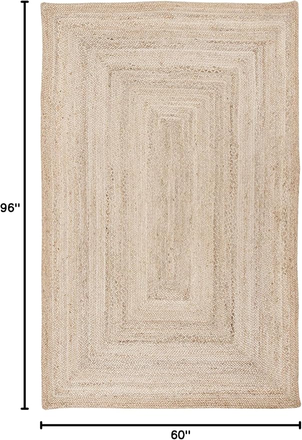 SAFAVIEH Area Rug 5x8 - Cape Cod Collection - Natural Brown, Handmade Braided Flat Weave Jute (CAP252A)