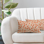 Orange Floral Pillow Covers 12x20 Set of 2 Vintage Rustic Old Style Cute Flower Cream Print Rectangle Decorative Outdoor Pillowcases Fall Farmhouse Throw Cushion Case Couch Sofa Bed Decor