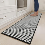 Long Kitchen Runner Rugs Kitchen Mat Non Slip Washable, Super Absorbent Soft Chenille Braided Kitchen Mats for Floor, Rubber Backing Kitchen Floor Sink Standing Mat, Easy Clean, Black 17"x71"